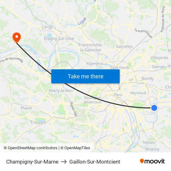 Champigny-Sur-Marne to Gaillon-Sur-Montcient map