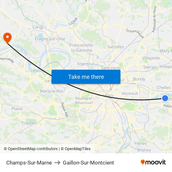 Champs-Sur-Marne to Gaillon-Sur-Montcient map