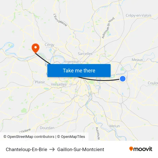 Chanteloup-En-Brie to Gaillon-Sur-Montcient map