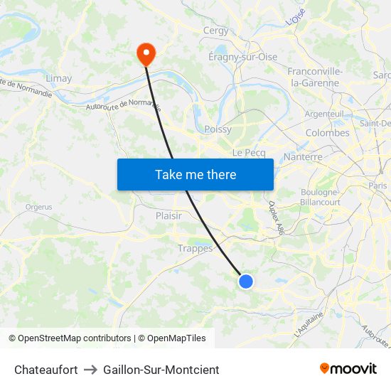 Chateaufort to Gaillon-Sur-Montcient map