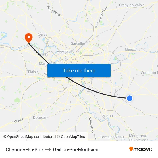 Chaumes-En-Brie to Gaillon-Sur-Montcient map