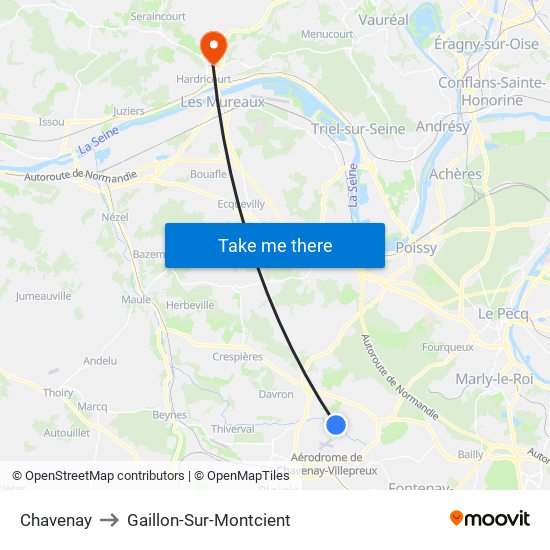 Chavenay to Gaillon-Sur-Montcient map