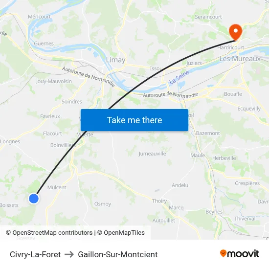 Civry-La-Foret to Gaillon-Sur-Montcient map