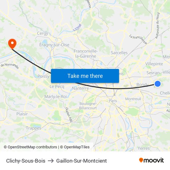 Clichy-Sous-Bois to Gaillon-Sur-Montcient map