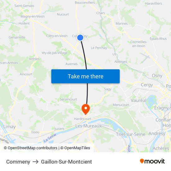 Commeny to Gaillon-Sur-Montcient map