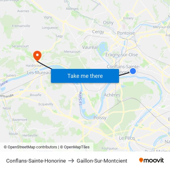 Conflans-Sainte-Honorine to Gaillon-Sur-Montcient map