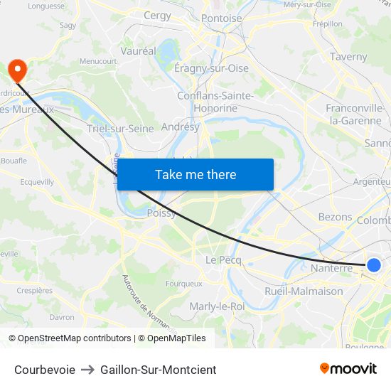 Courbevoie to Gaillon-Sur-Montcient map