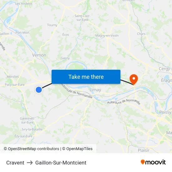Cravent to Gaillon-Sur-Montcient map