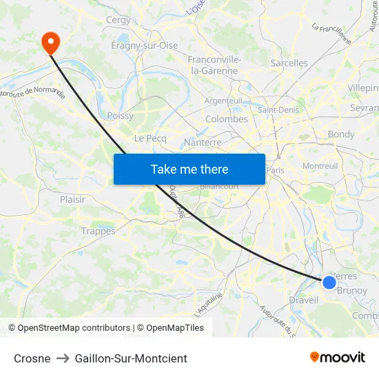 Crosne to Gaillon-Sur-Montcient map