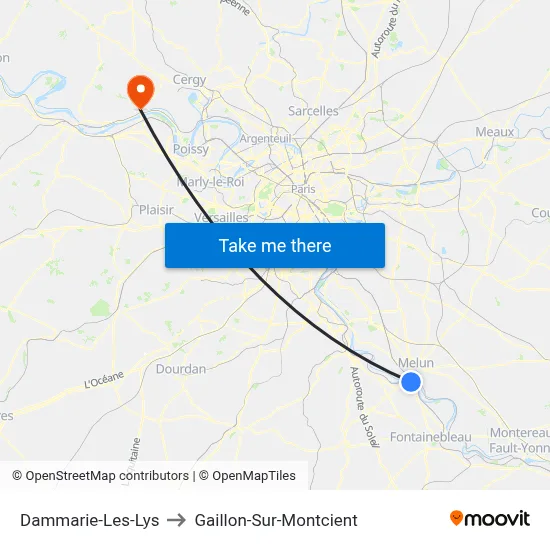 Dammarie-Les-Lys to Gaillon-Sur-Montcient map