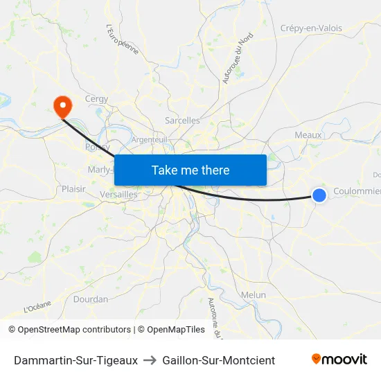 Dammartin-Sur-Tigeaux to Gaillon-Sur-Montcient map