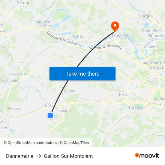 Dannemarie to Gaillon-Sur-Montcient map