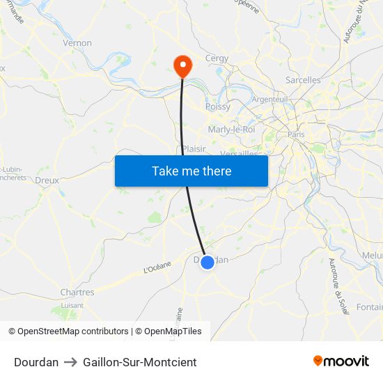 Dourdan to Gaillon-Sur-Montcient map