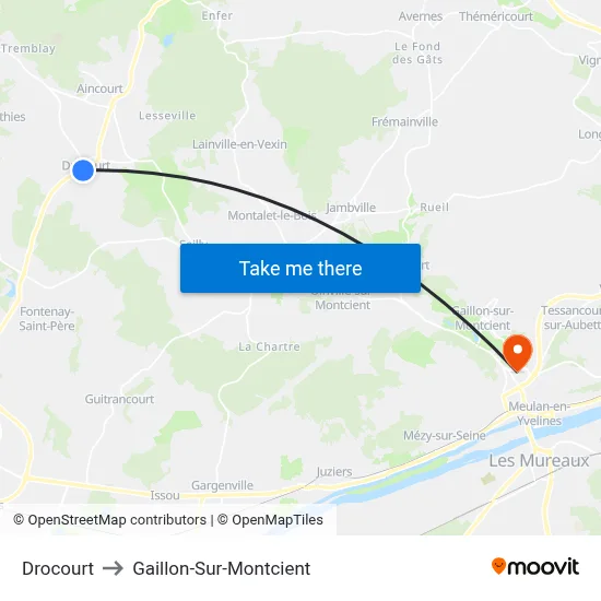 Drocourt to Gaillon-Sur-Montcient map