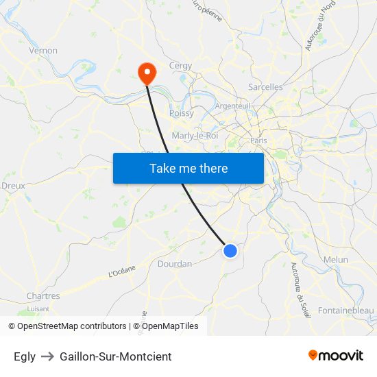 Egly to Gaillon-Sur-Montcient map