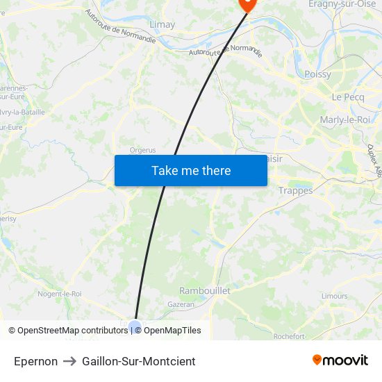 Epernon to Gaillon-Sur-Montcient map