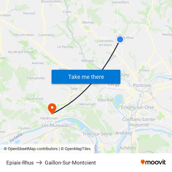 Epiais-Rhus to Gaillon-Sur-Montcient map