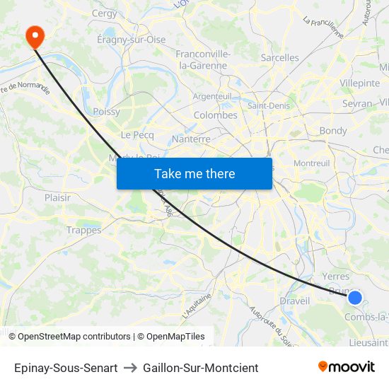 Epinay-Sous-Senart to Gaillon-Sur-Montcient map