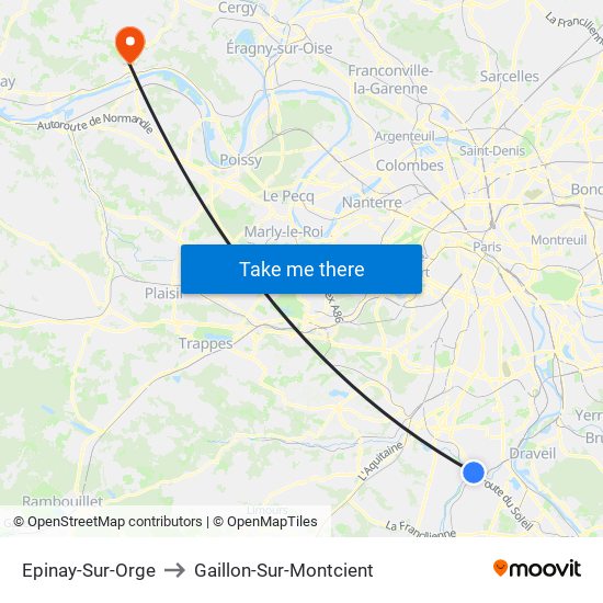 Epinay-Sur-Orge to Gaillon-Sur-Montcient map
