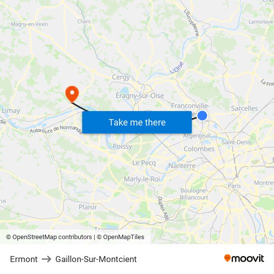 Ermont to Gaillon-Sur-Montcient map