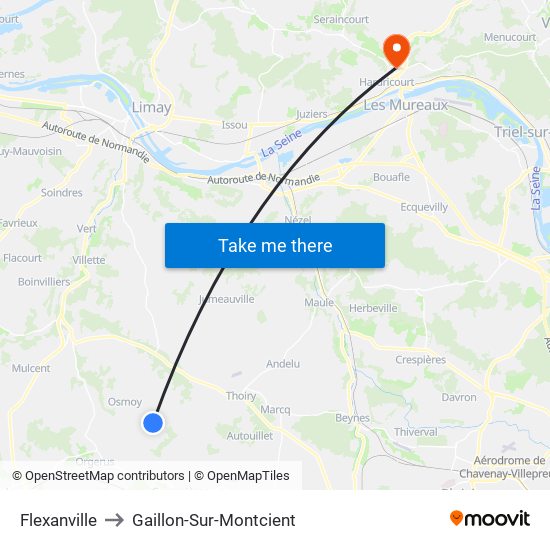 Flexanville to Gaillon-Sur-Montcient map