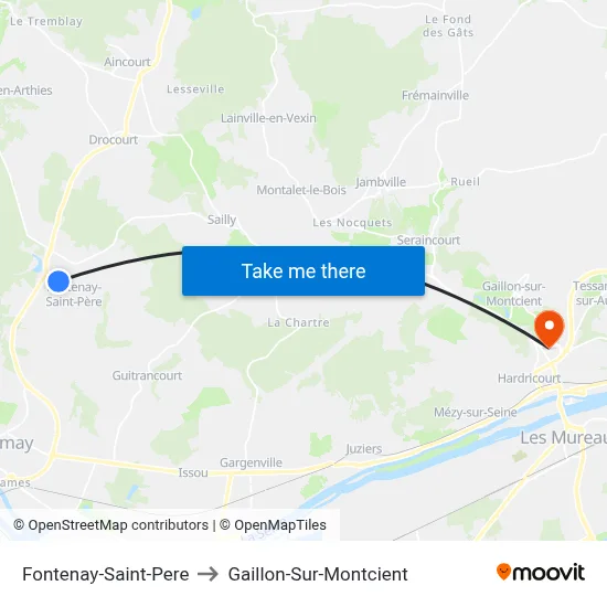 Fontenay-Saint-Pere to Gaillon-Sur-Montcient map