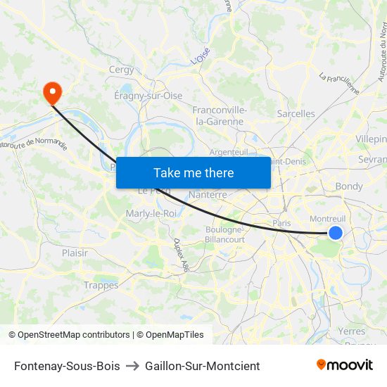 Fontenay-Sous-Bois to Gaillon-Sur-Montcient map