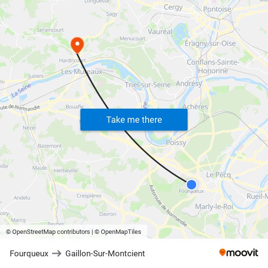 Fourqueux to Gaillon-Sur-Montcient map