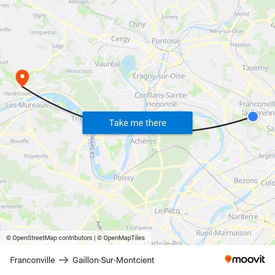 Franconville to Gaillon-Sur-Montcient map