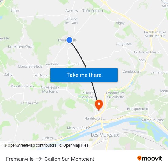 Fremainville to Gaillon-Sur-Montcient map