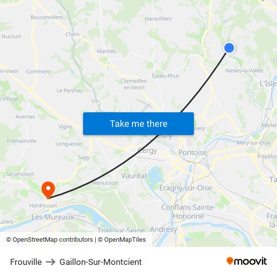 Frouville to Gaillon-Sur-Montcient map