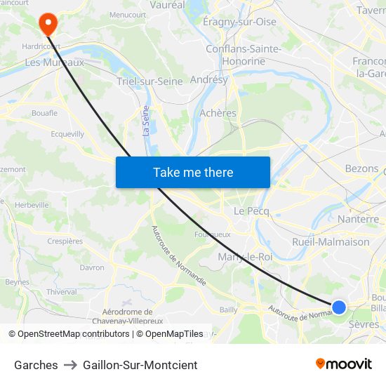Garches to Gaillon-Sur-Montcient map