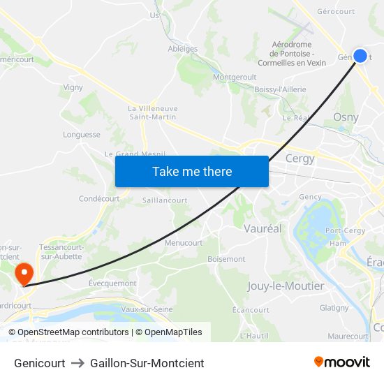 Genicourt to Gaillon-Sur-Montcient map