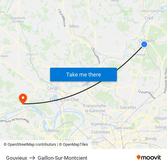 Gouvieux to Gaillon-Sur-Montcient map