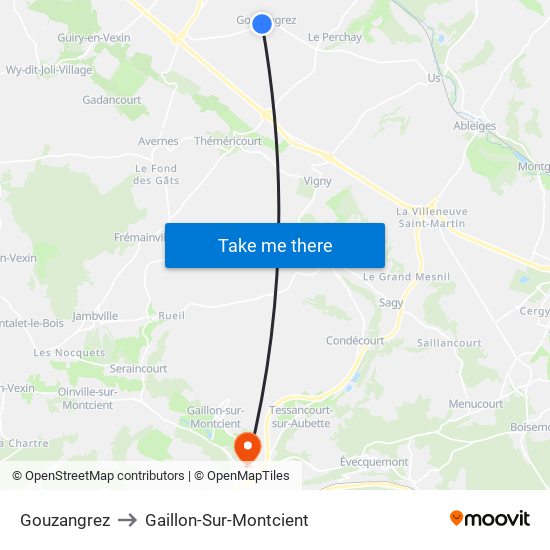 Gouzangrez to Gaillon-Sur-Montcient map
