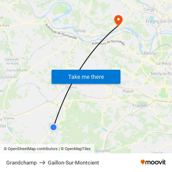 Grandchamp to Gaillon-Sur-Montcient map