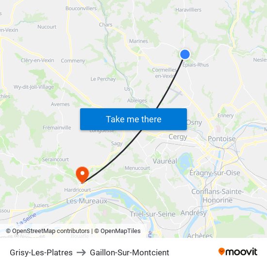Grisy-Les-Platres to Gaillon-Sur-Montcient map