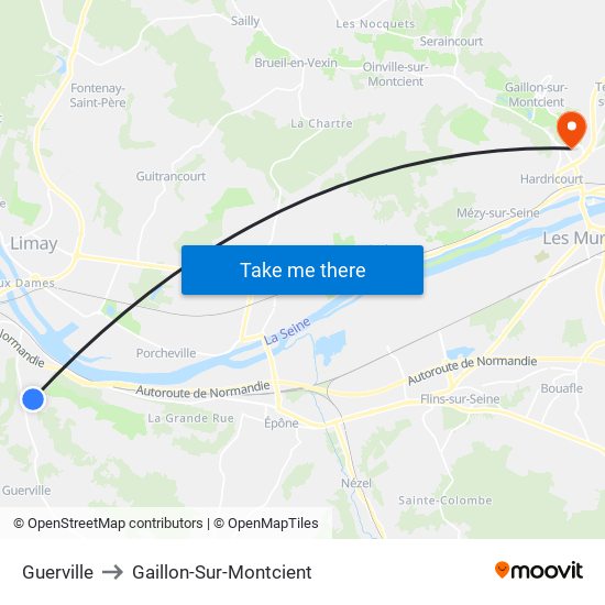 Guerville to Gaillon-Sur-Montcient map