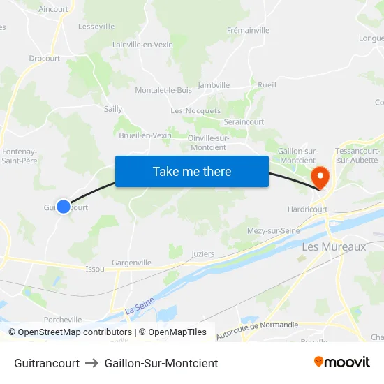 Guitrancourt to Gaillon-Sur-Montcient map