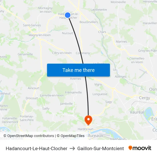 Hadancourt-Le-Haut-Clocher to Gaillon-Sur-Montcient map