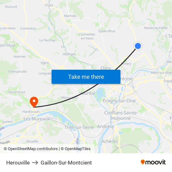 Herouville to Gaillon-Sur-Montcient map