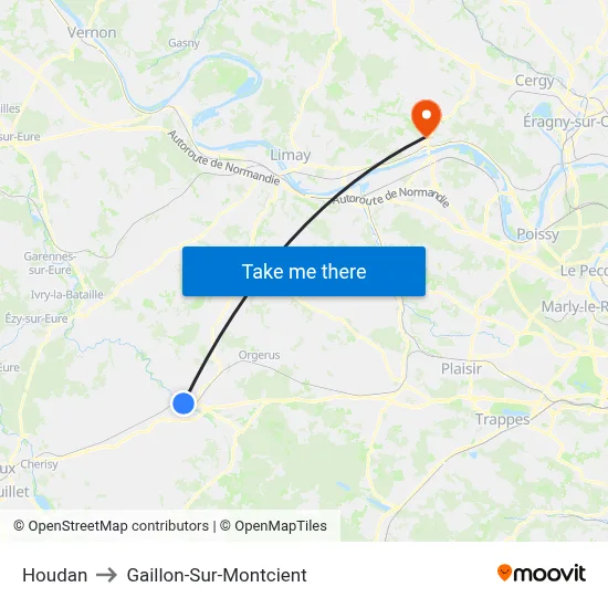 Houdan to Gaillon-Sur-Montcient map