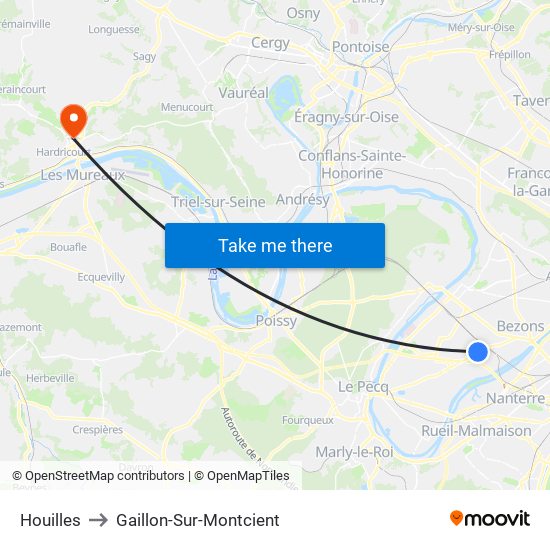 Houilles to Gaillon-Sur-Montcient map