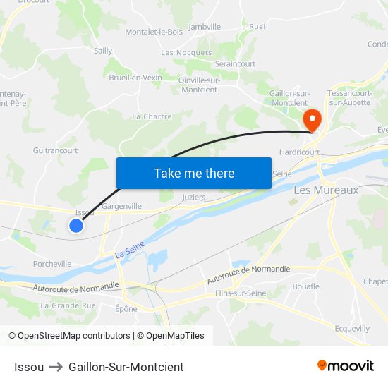 Issou to Gaillon-Sur-Montcient map