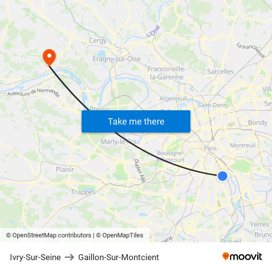 Ivry-Sur-Seine to Gaillon-Sur-Montcient map