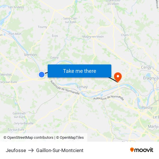 Jeufosse to Gaillon-Sur-Montcient map