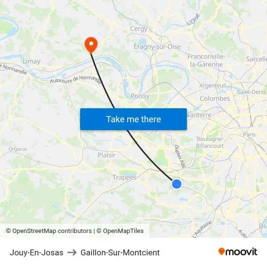 Jouy-En-Josas to Gaillon-Sur-Montcient map