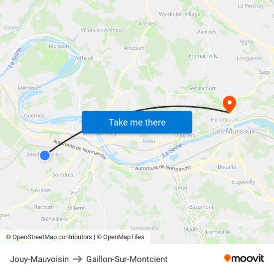 Jouy-Mauvoisin to Gaillon-Sur-Montcient map