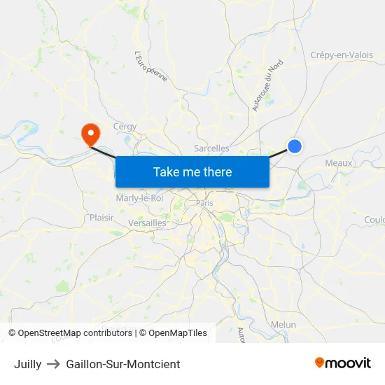 Juilly to Gaillon-Sur-Montcient map