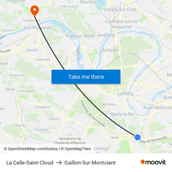 La Celle-Saint-Cloud to Gaillon-Sur-Montcient map